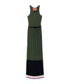 La Doublej Ribbed Pleated Maxi Dress In Green