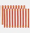 La Doublej Riviera Mattone Set Of 2 Linen Placemats In Multicoloured
