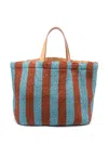 La Doublej Riviera Striped Raffia Tote Bag In 蓝色