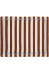 La Doublej Stripe-pattern Table Mat Set In Brown