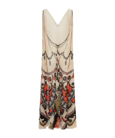 La Doublej Robe Longue En Techno Tulle Beige In Multi