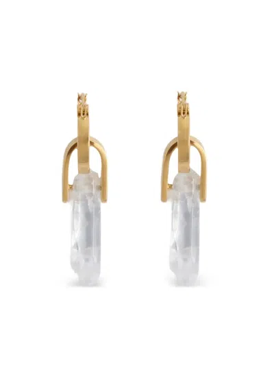 La Doublej Rock-crystal Hoop Earrings In Gold