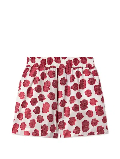 La Doublej Rose White In Voile Fil Coupé Pull-up Shorts