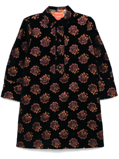La Doublej Artemis Short Rosette Jacquard Dress In Black  