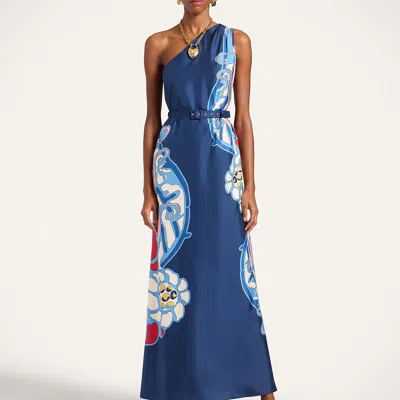 La Doublej Roy Silk Column Dress In Blue