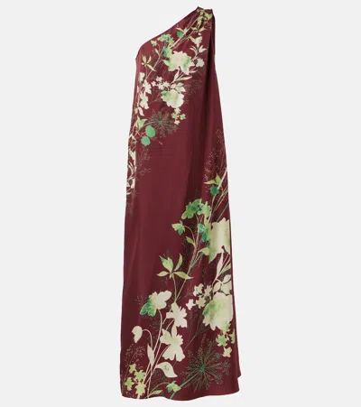 LA DOUBLEJ ROY FLORAL SILK TWILL MAXI DRESS