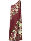 La Doublej Roy One-shoulder Floral Silk Maxi Dress In Red