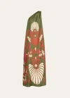 La Doublej Roy Graphic-print Maxi Dress In Dark Green