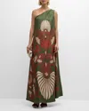 La Doublej Roy Graphic-print Maxi Dress In Dark Green