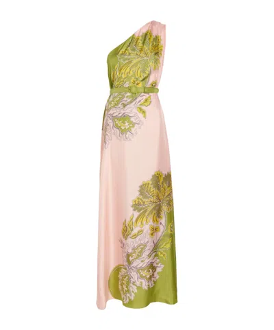La Doublej La Double J Roy Printed Belted Silk Maxi Dress In Green