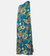 La Doublej Multicolor Long Dress With All-over Printed Floral Motif In Multicoloured