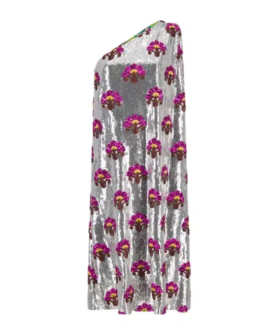 La Doublej Roy Sequin-embellished Midid Dress In Metallic