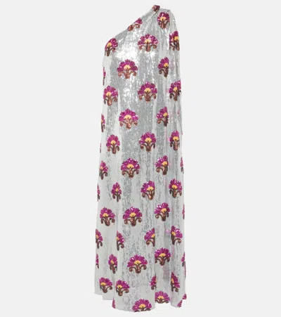 La Doublej Roy Sequin-embellished Midid Dress In Metallic