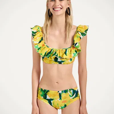 LA DOUBLEJ RUFFLE BIKINI TOP