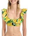 La Doublej Ruffle Bikini Top Zesty Yellow In Multi
