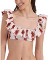 La Doublej Ruffle Bikini Top In White
