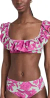 La Doublej Ruffle Bikini Top Lilium In Lilium