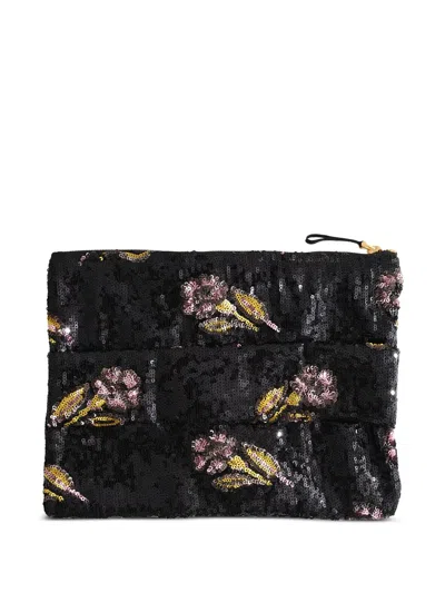 La Doublej Ruffle Clutch Bag In Brown