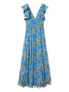 La Doublej Ruffled-details Floral-print Maxi Dress In Blue