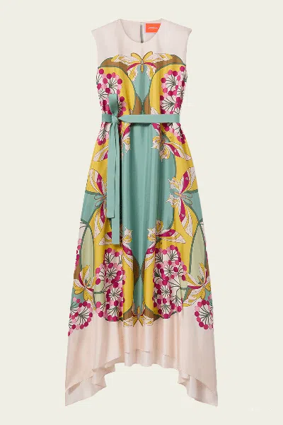 La Doublej San Carlo Belted Printed Silk Maxi Dress In Green