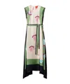 La Doublej San Carlo Belted Strong-shoulder Ankle Dress In Multicolor