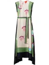 La Doublej San Carlo Belted Strong-shoulder Ankle Dress In White