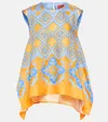 La Doublej San Carlo Printed Silk Twill Top In Blue