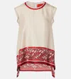 La Doublej San Carlo Printed Silk Twill Top In Brown
