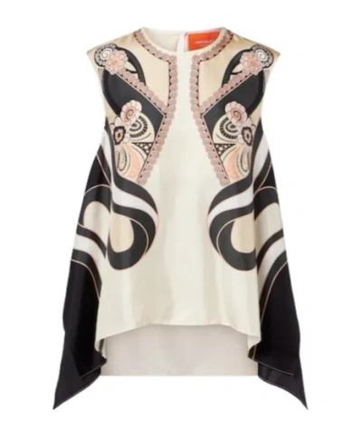 La Doublej San Carlo Asymmetric Printed Silk-twill Blouse In Multi