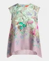 La Doublej La Double J San Carlo Floral-printed Silk-twill Top
