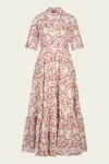 La Doublej San Pietro Tiered Embroidered Voile Maxi Shirt Dress