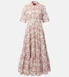 La Doublej San Pietro Tiered Embroidered Voile Maxi Shirt Dress