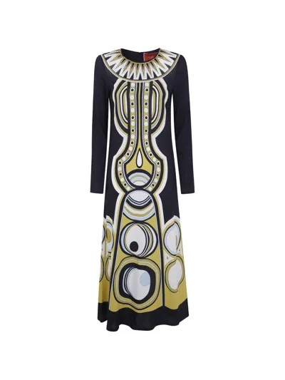 La Doublej Sanctuary Placee Printed Maxi Dress In Black