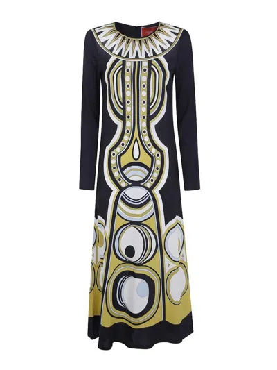 La Doublej Sanctuary Placee Printed Maxi Dress In Black