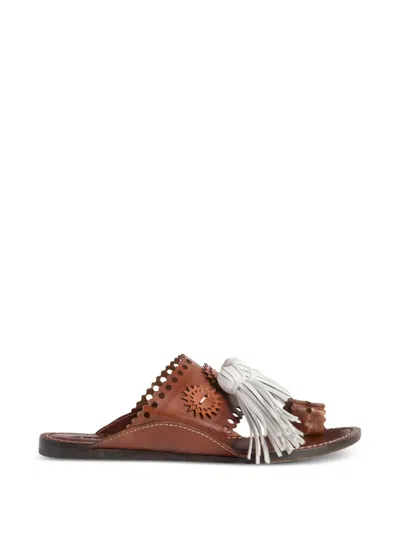 La Doublej Sandy Slides With Tassels In Multi