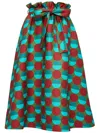La Doublej Sardegna Belted Printed Wool-blend Cady Midi Skirt In Green