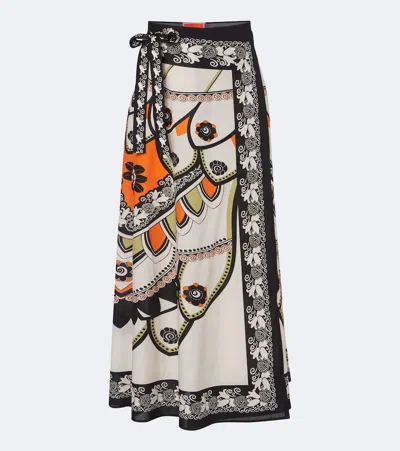 La Doublej Sarong Printed Cotton Muslin Wrap Skirt In Neutral