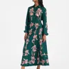 La Doublej Floral-print Sarong Skirt In Iris Placée Dark Green