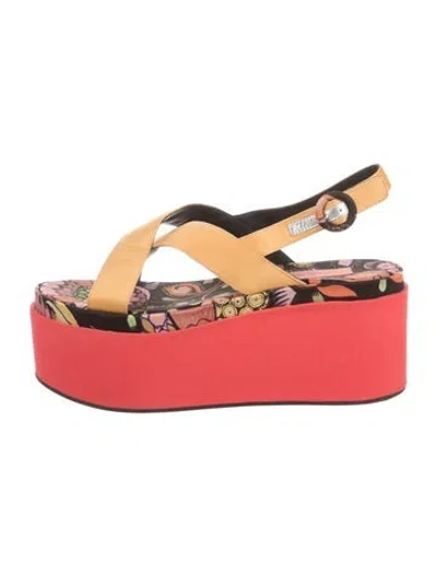 Pre-owned La Doublej Satin Floral Print Sandals In Multi