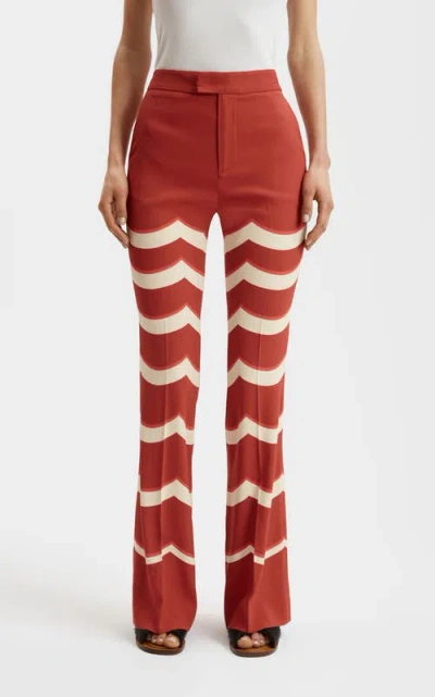 La Doublej Saturday Night Flared Trousers In Red