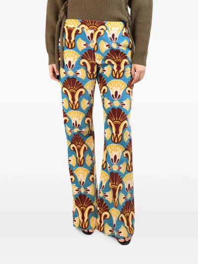 Pre-owned La Doublej Saturday Night Printed Trousers In Blue