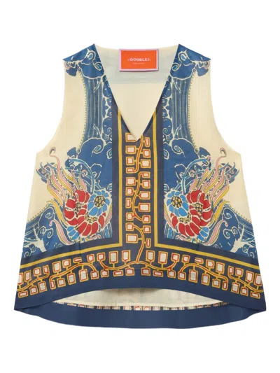 La Doublej V-neck Scala Top In Multi