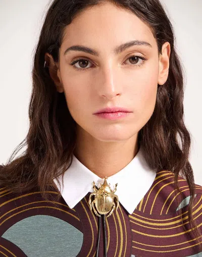 La Doublej Scarab-motif Cow Tie Necklace In Gold