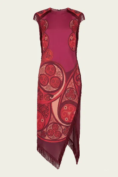 La Doublej Alchemy Fringed Silk Voile Midi Dress In Purple