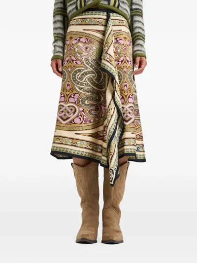 La Doublej Scarf Skirt In Brown