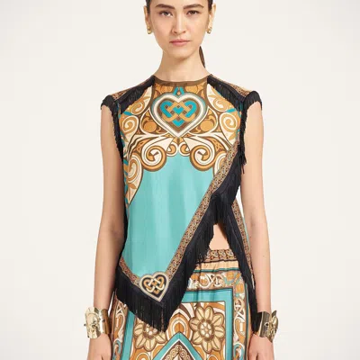 La Doublej Scarf Top In Kells Placée Blue Petrol