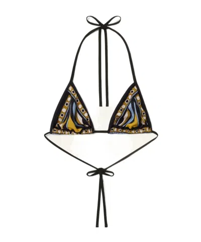 La Doublej Sea Printed Triangle Bikini Top In Multi