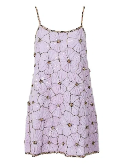 La Doublej Sequin-embellished Mini Dress In Purple