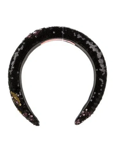 Pre-owned La Doublej Sequin Headband In Black