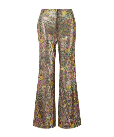 La Doublej Sequined Tulle Flared Pants In Multi